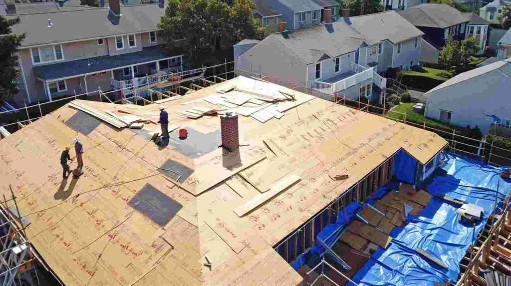 Apex Roofers resident home with roof under construction