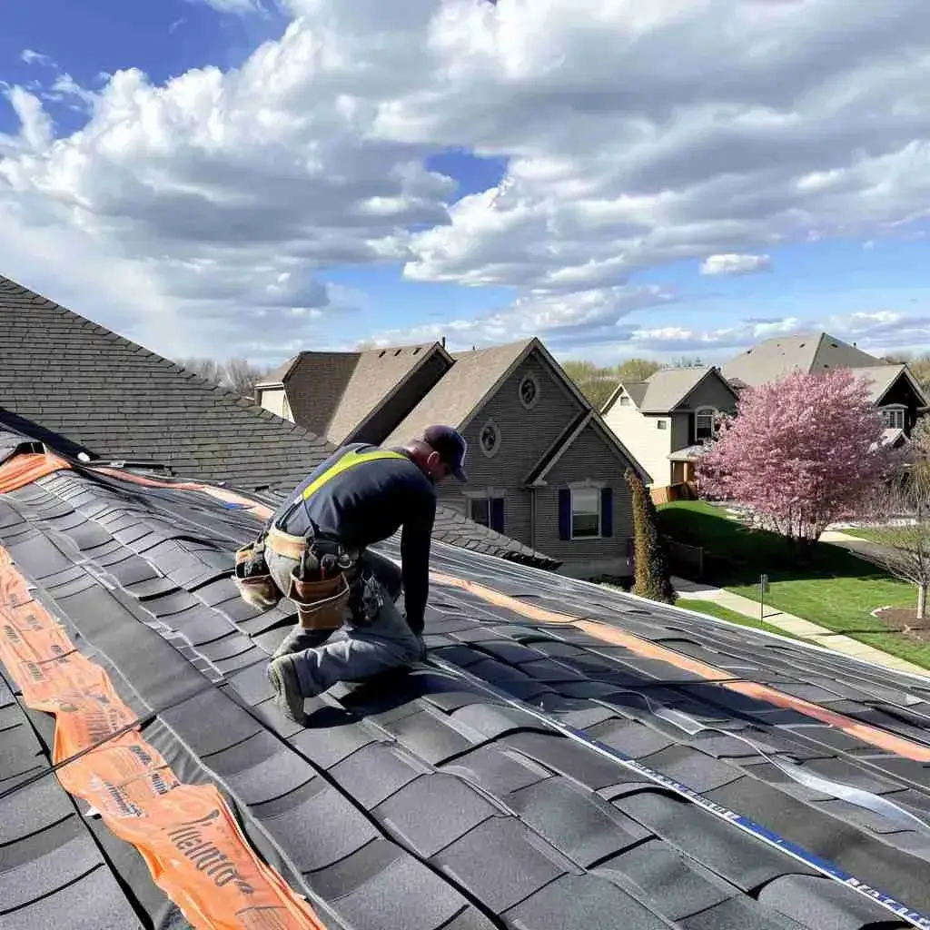 Apex Roofers roofer checking roof quality